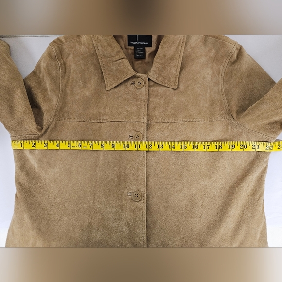 Moda International 90s Suede Leather Jacket in Camel Size Large Tall - Picture 9 of 12